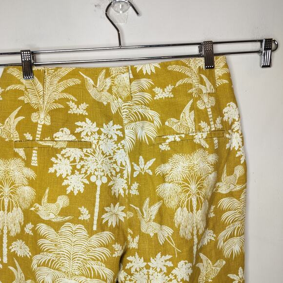 Spartina 449 Linen Cropped Pants Floral Bird Tropical Wide Leg - Picture 10 of 12